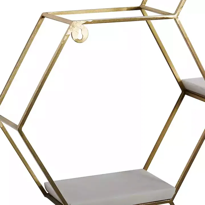 Gold Frame Marble Honeycomb Wall Shelf