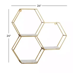 Gold Frame Marble Honeycomb Wall Shelf