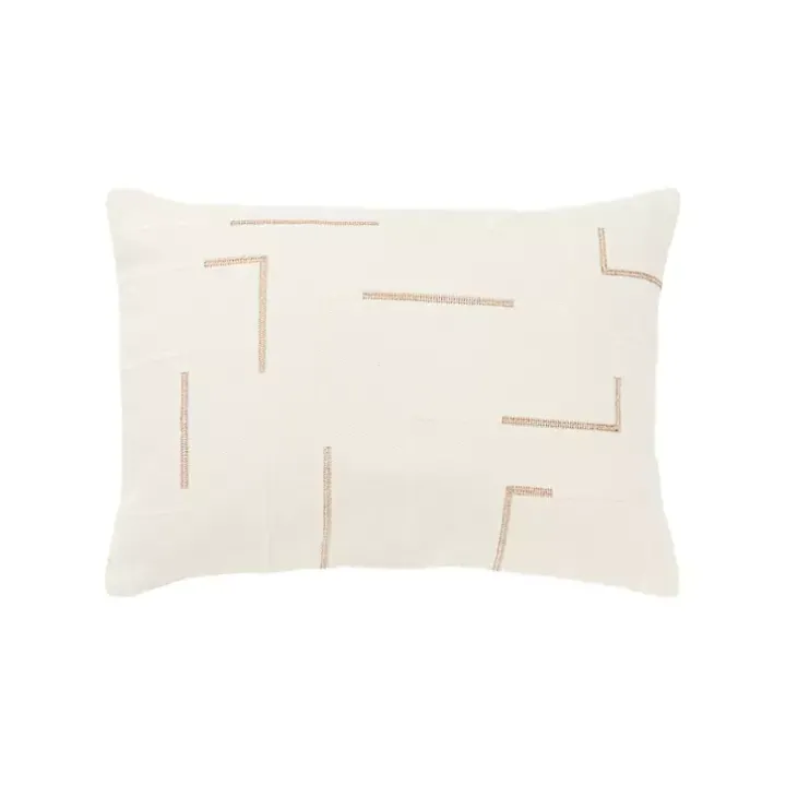 Gold Geometric Woven Lines Throw Pillow