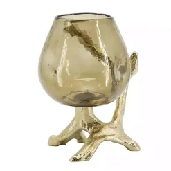 Gold Glass and Metal Driftwood Candle Holder