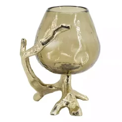 Gold Glass and Metal Driftwood Candle Holder