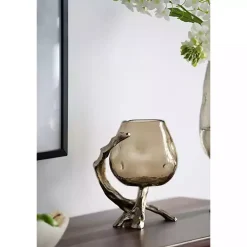 Gold Glass and Metal Driftwood Candle Holder