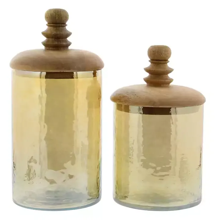 Gold Glass Jars, Set of 2