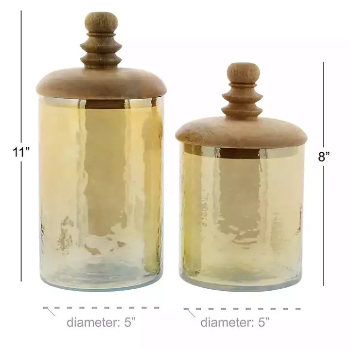 Gold Glass Jars, Set of 2