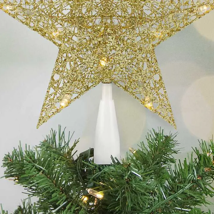 Gold Glitter LED Star Tree Topper