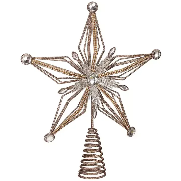 Gold Glittery Bejewelled Star Tree Topper