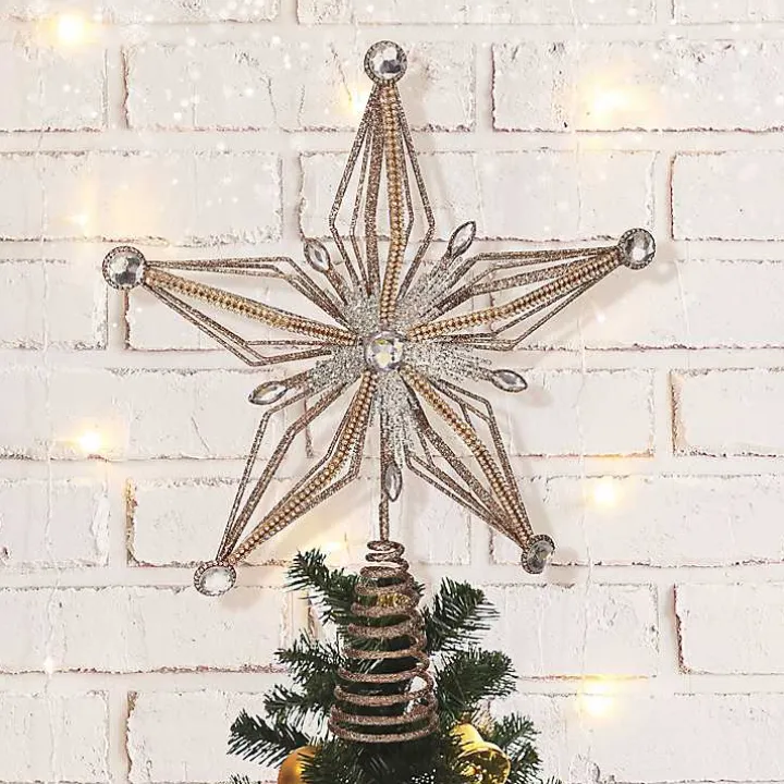 Gold Glittery Bejewelled Star Tree Topper
