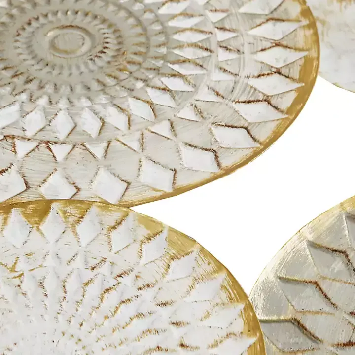 Gold Gray White Metal Connected Circle Wall Plaque