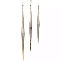 Gold Heirloom Glass Icicle Ornaments, Set of 6