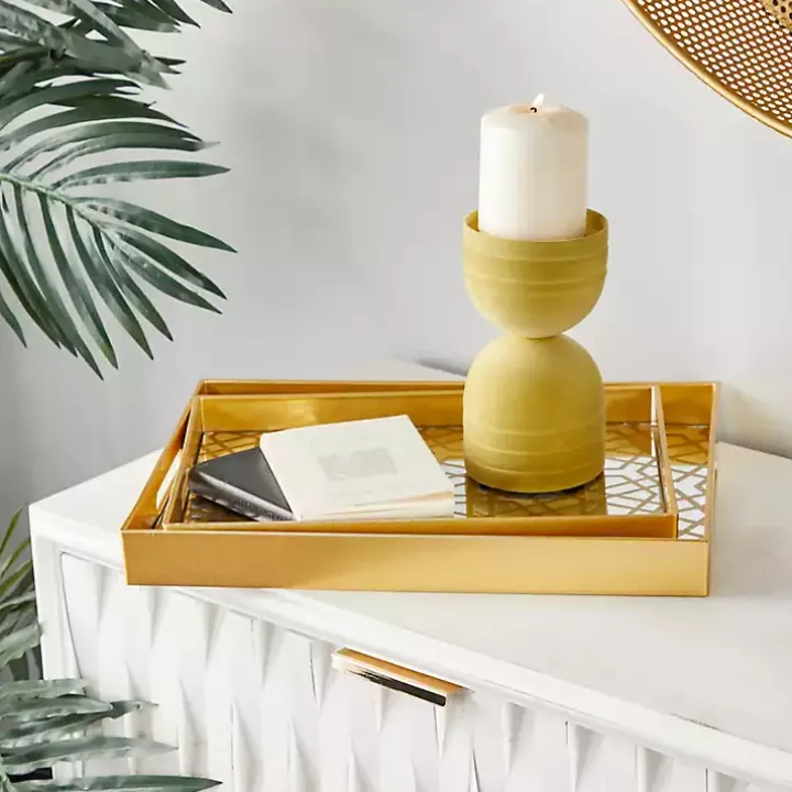 Gold Hexagon Large Print 2-pc. Tray Set