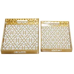 Gold Hexagon Large Print 2-pc. Tray Set