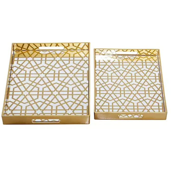 Gold Hexagon Large Print 2-pc. Tray Set