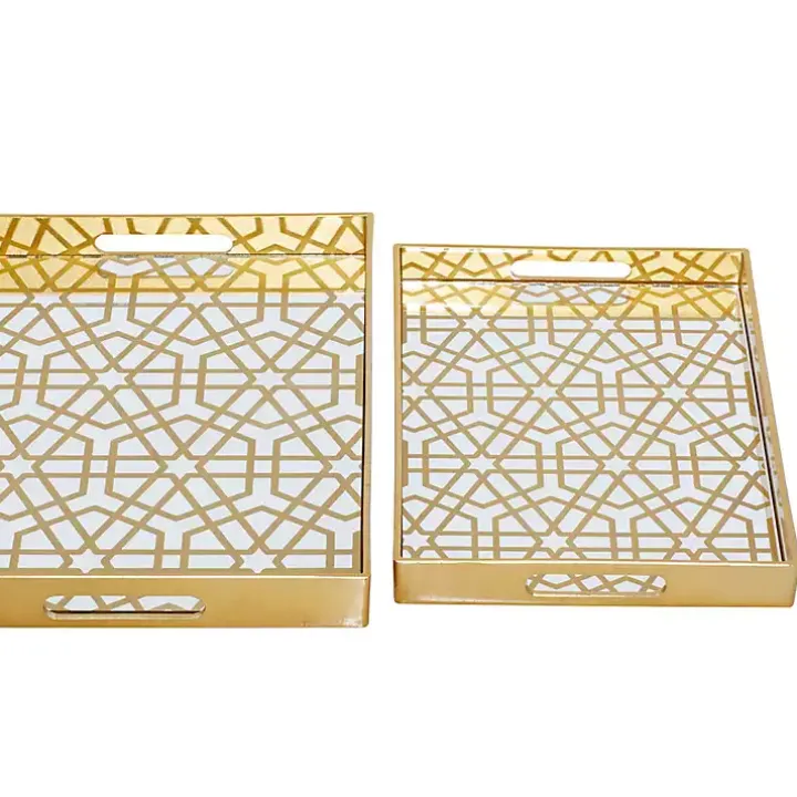 Gold Hexagon Large Print 2-pc. Tray Set