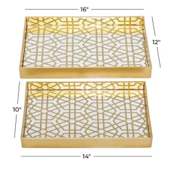 Gold Hexagon Large Print 2-pc. Tray Set