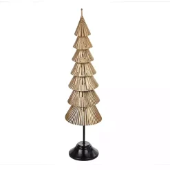 Gold Iron Christmas Tree on Black Base, 47 in.