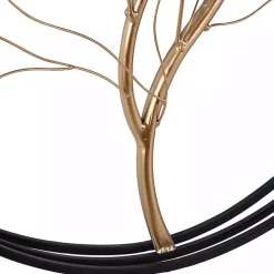 Gold Iron Leaf-Less Tree Round Frame Wall Plaque