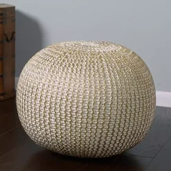 Gold Knit Frankie Pouf