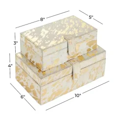 Gold Leather Hide Rustic 2-pc. Box Set