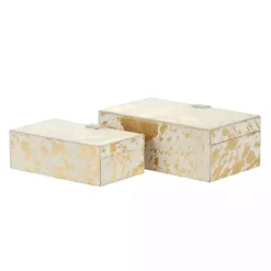 Gold Leather Hide Rustic 2-pc. Box Set