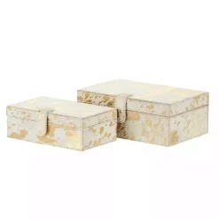 Gold Leather Hide Rustic 2-pc. Box Set