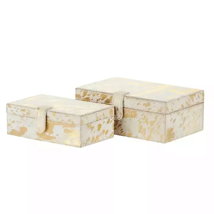 Gold Leather Hide Rustic 2-pc. Box Set