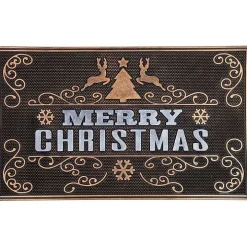 Gold Merry Christmas Rubber Doormat