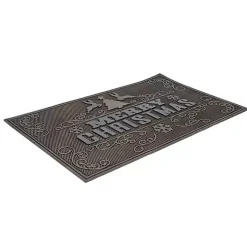 Gold Merry Christmas Rubber Doormat