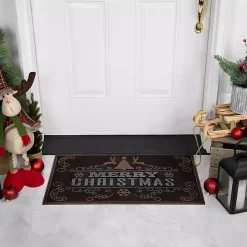 Gold Merry Christmas Rubber Doormat