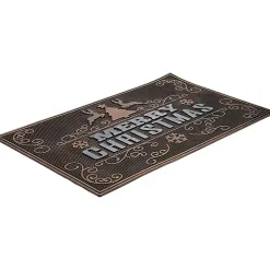 Gold Merry Christmas Rubber Doormat