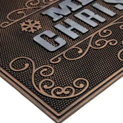 Gold Merry Christmas Rubber Doormat