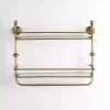 Gold Metal & Textured Glass 2-Tier Wall Shelf