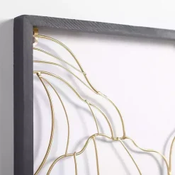 Gold Metal Abstract Floral Wall Plaques, Set of 3