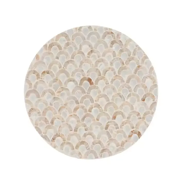 Gold Metal and Capiz Shell Top Accent Table