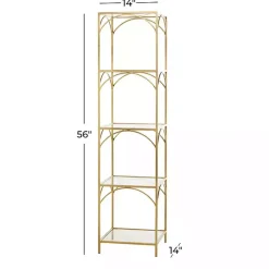 Gold Metal and Clear Glass 4-Tier Shelf