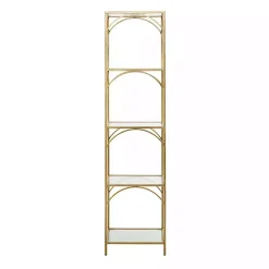 Gold Metal and Clear Glass 4-Tier Shelf
