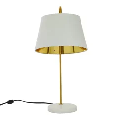 Gold Metal and Faux Silk Shade Table Lamp