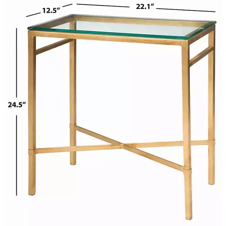Gold Metal and Glass Side Table