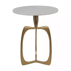 Gold Metal and Marble Modern Abstract Accent Table