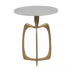Gold Metal and Marble Modern Abstract Accent Table