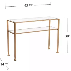 Gold Metal and Tempered Glass Console Table