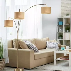 Gold Metal 3-Arm Arched Floor Lamp