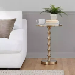 Gold Metal Bamboo Accent Table