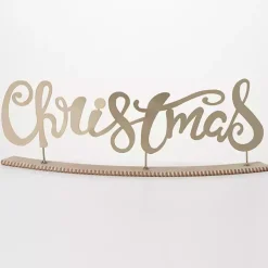 Gold Metal Christmas Tabletop Sign
