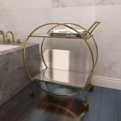 Gold Metal Circular Bar Cart