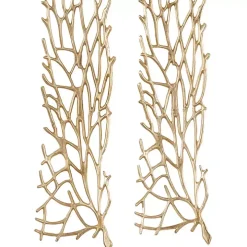 Gold Metal Coral Panel Wall Plaques, Set of 2