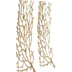 Gold Metal Coral Panel Wall Plaques, Set of 2