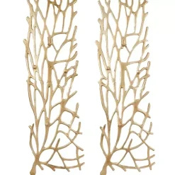 Gold Metal Coral Panel Wall Plaques, Set of 2