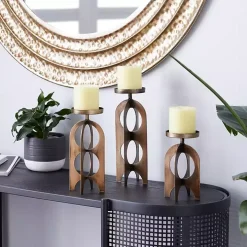 Gold Metal Cutout Candle Holders, Set of 3