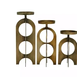 Gold Metal Cutout Candle Holders, Set of 3