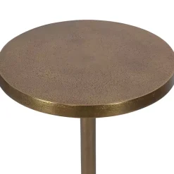 Gold Metal Cylinder Base Cocktail Table